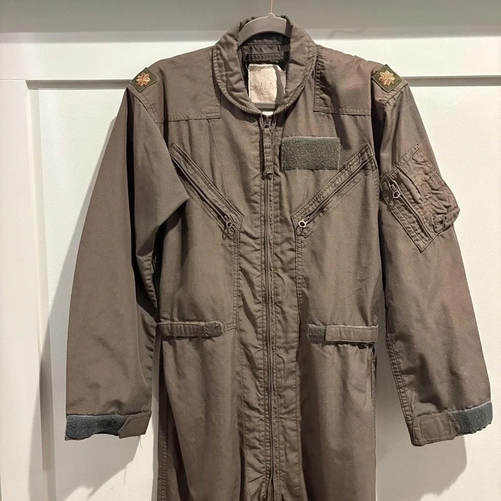 Vtg 60s US Military Flight Suit Olive Green Coveralls Scovill‎ Zip Small